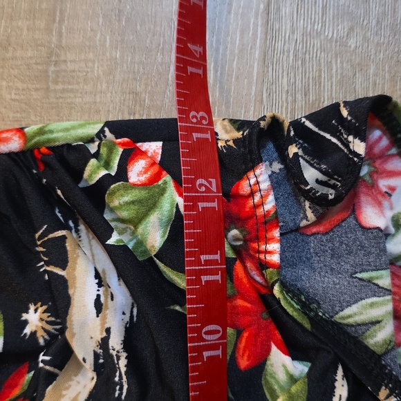 Floral Black and Red One-Piece Swimsuit - Picture 8 of 8